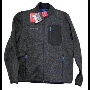 Mens Free Country Sweater Knit Fleece Lined Full Zip XL Zip chest & Hand Pockets
